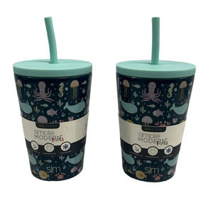 Set of 2: Simple Modern Kids Cup, 12oz Under the Sea Kids Straw Cup
